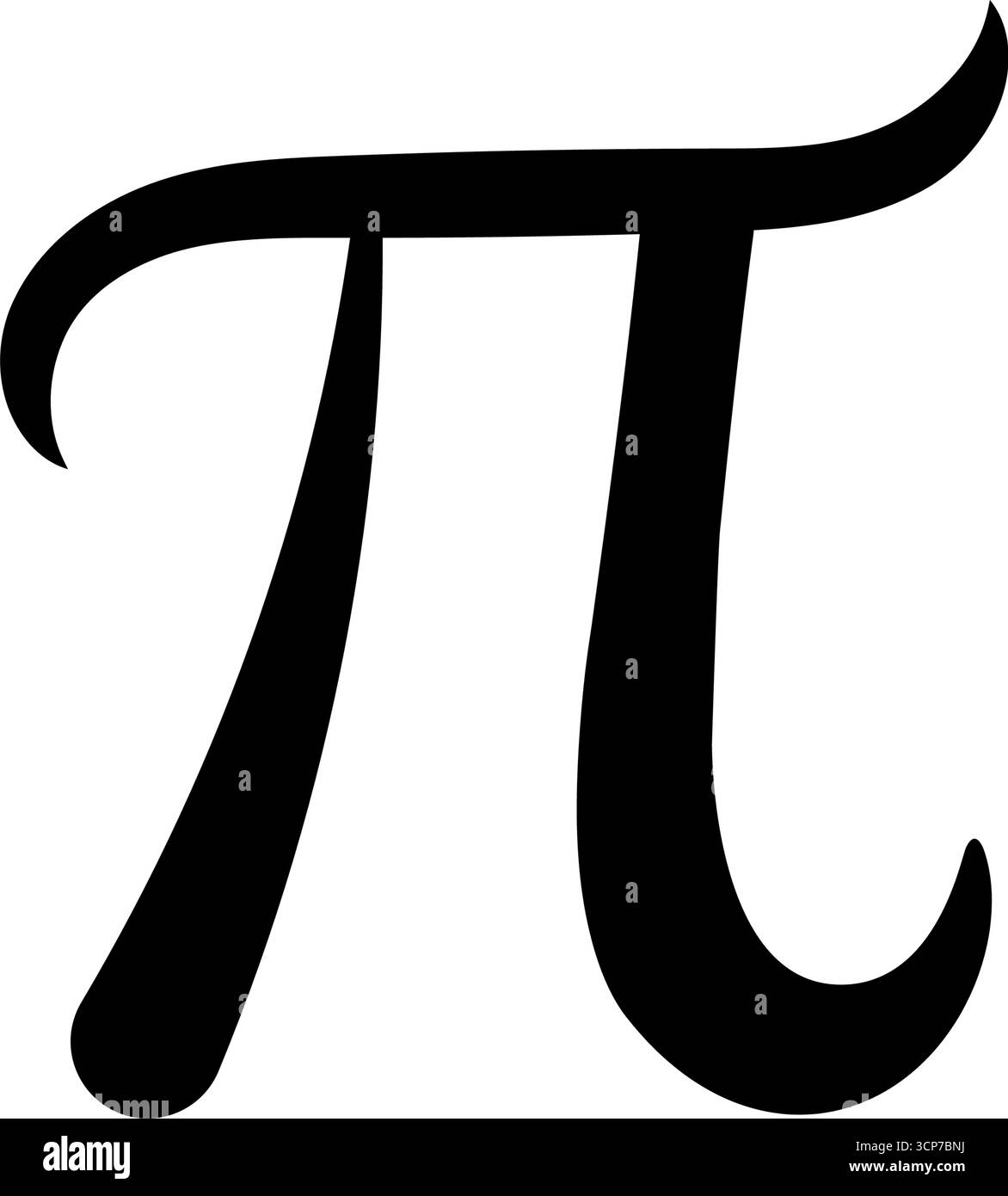 Icona del simbolo Pi stilizzato. Lettera greca nera che rappresenta la costante matematica 3,14. Illustrazione Vettoriale