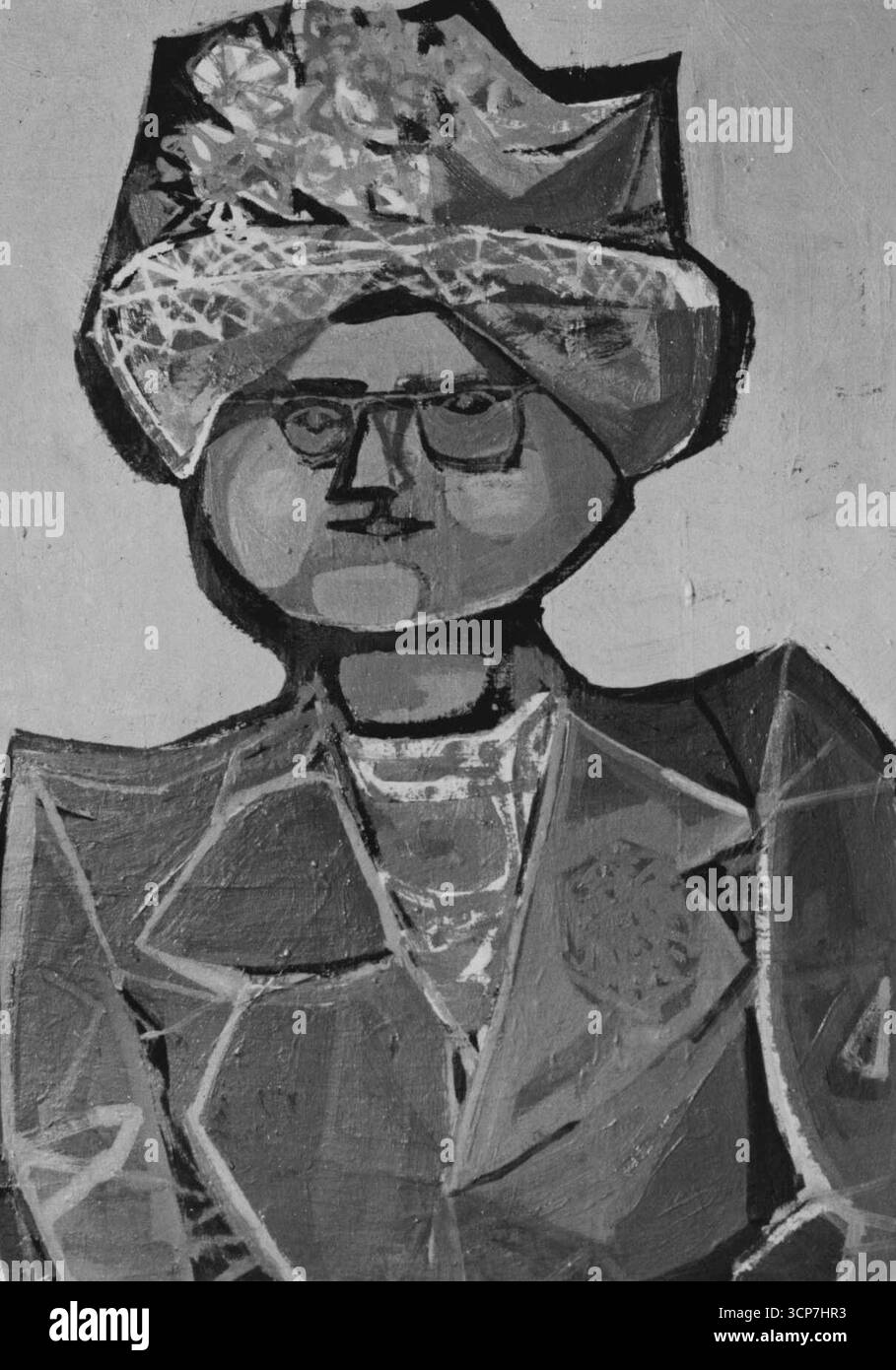 E 'arte contemporanea - nel caso non lo sapevate. Si chiama Ritratto di una Signora, e stanno chiedendo 40 guineas per esso. Michael Shannon mostra la foto al Contemporary Artists' Show di Melbourne. Ottobre 06, 1954. Foto Stock