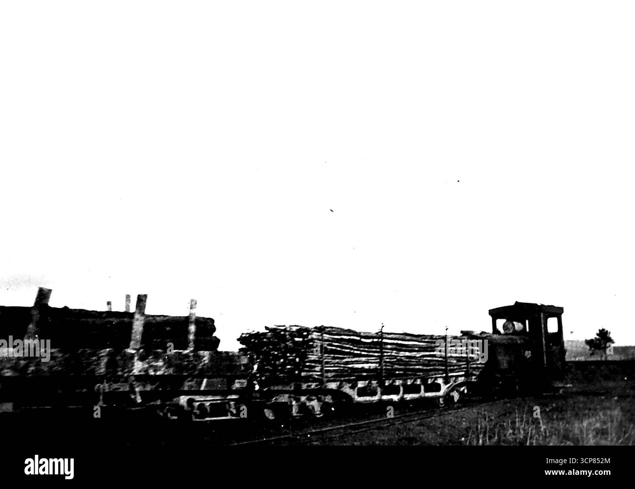 Treno militare francese che porta rifornimenti nelle trincee del fronte -- la foto sopra scattata nel nord della Francia mostra un treno militare francese che porta legname da utilizzare per sostenere scavi e trincee. Questi treni si sono dimostrati molto soddisfacenti, dato che sono in fiamme petrolifere che non fumano e che non possono essere visti dagli aviatori nemici. 16 aprile 1918. Foto Stock
