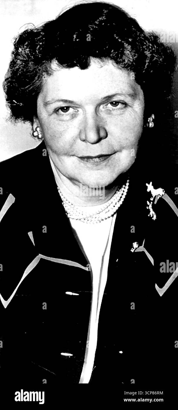 Può diventare tesoriere -- la signora Georgia Neese Clark (sopra) di Richland, Kas., è in fila per la nomina a tesoriere degli Stati Uniti. Gli assistenti della Casa Bianca, altamente posizionati, hanno riferito oggi. La signora Clark e' una commessa nazionale democratica del Kansas. Post probabile. La signora Georgia Neese Clark, Kansas (USA), può essere nominata Tesoriere degli Stati Uniti, riferisce alti aiutanti bianchi. La signora Clark e' una donna del comitato del Partito Nazionale Democratico. 13 giugno 1949. (Foto di AP Wirephoto). Foto Stock