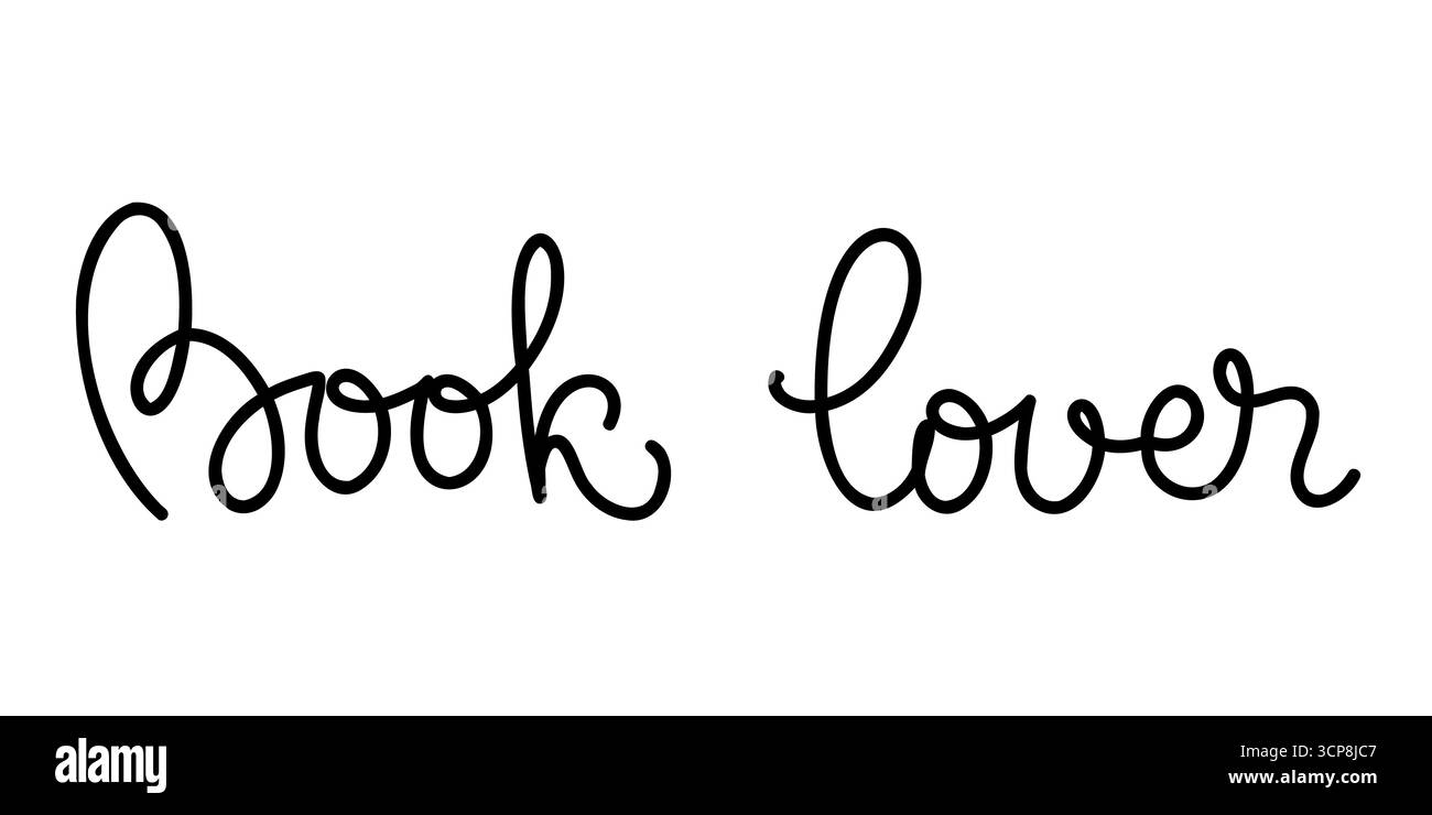 Amante dei libri che scrive doodle. Frase disegnata a mano. Illustrazione vettoriale isolata su sfondo bianco. Illustrazione Vettoriale