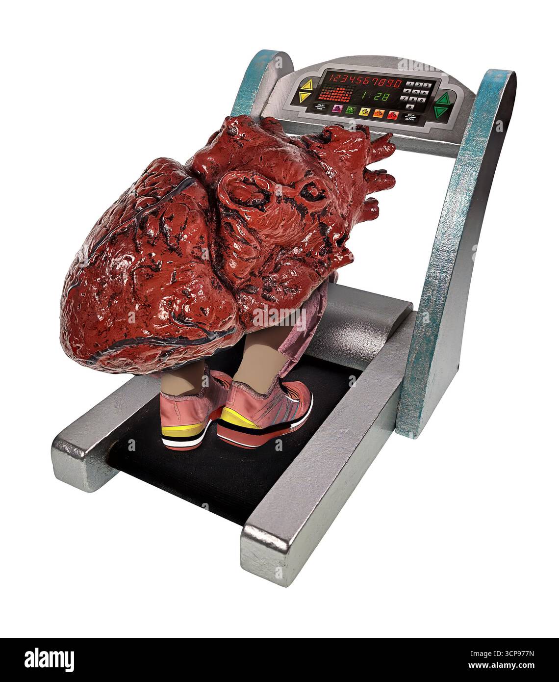 Quando il cuore della tua mente continua a correre mostrato da un cuore che corre su un tapis roulant Foto Stock