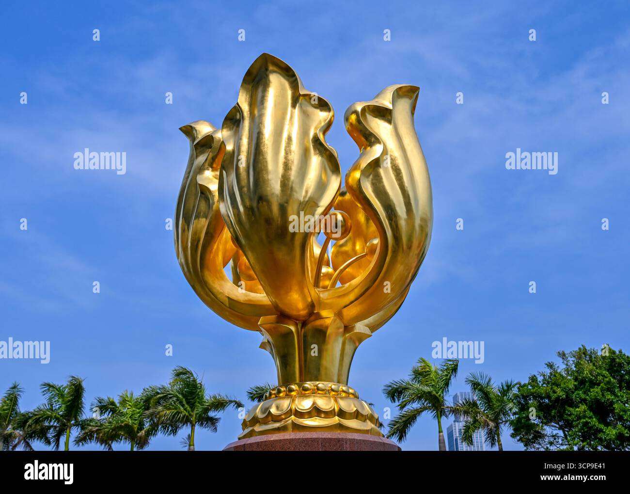 Golden Bauhinia Square, il punto di riferimento della regione amministrativa speciale di Hong Kong Foto Stock