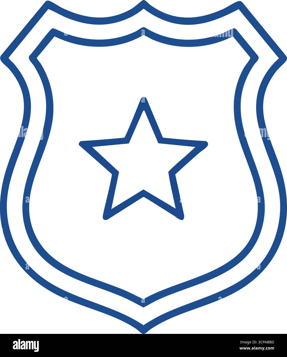 Icona scudo distintivo della polizia. Un quadro chiaro di un simbolo delle forze dell'ordine, che simboleggia l'autorità, la protezione pubblica e il mantenimento dell'ordine. Ideale per le Illustrazione Vettoriale
