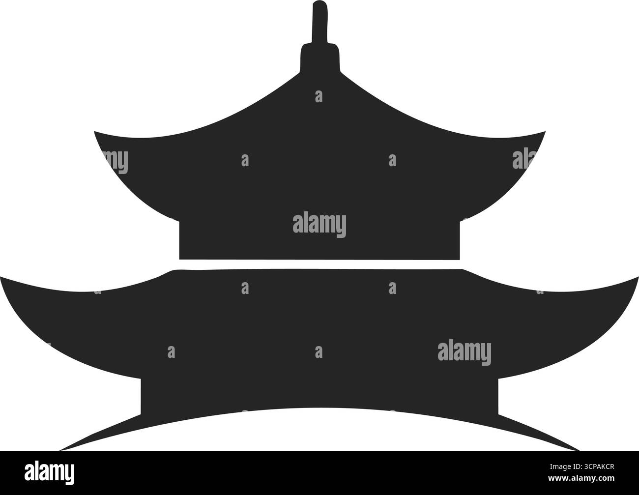 Icona della sagoma della pagoda buddista. Una grafica pulita di un tempio asiatico tradizionale. Questo emblema trasmette serenità, saggezza e patrimonio culturale. Illustrazione Vettoriale