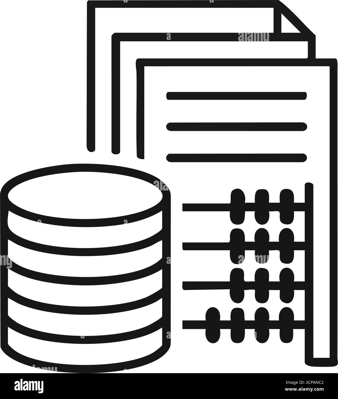 Icona Data Finance Management. Illustra le operazioni fiscali, la conservazione dei documenti e il calcolo accurato. Simboleggia le informazioni organizzate che gestiscono un Illustrazione Vettoriale