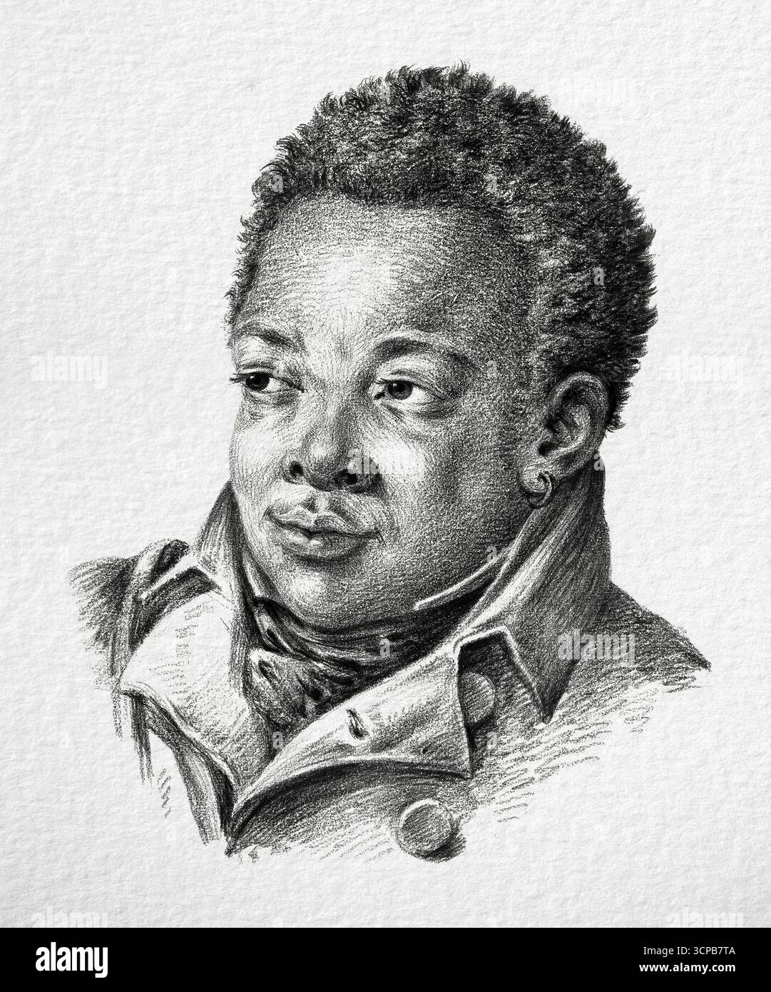 Ritratto di un uomo Nero di Jean Bernard, disegno storico ad alta risoluzione del 1818, studio dettagliato della figura umana, opere d'arte di pubblico dominio Foto Stock