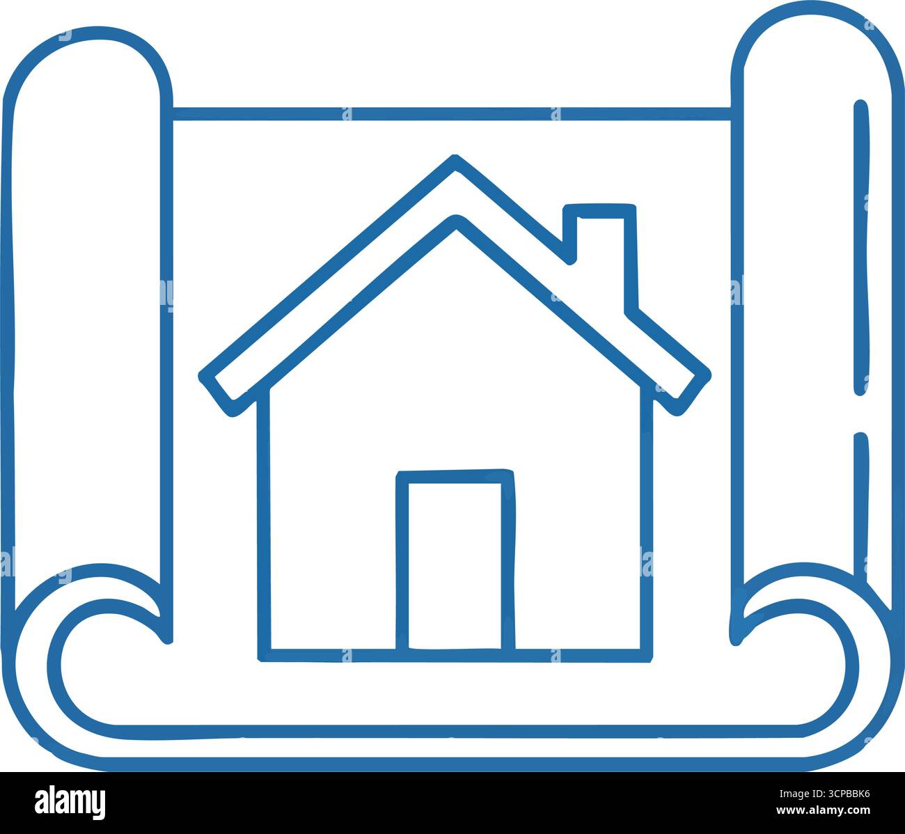 Progetto di progetto della casa. Il profilo di un'abitazione su un documento di costruzione laminato. Questo grafico indica una preparazione meticolosa, una crescita innovativa e. Illustrazione Vettoriale