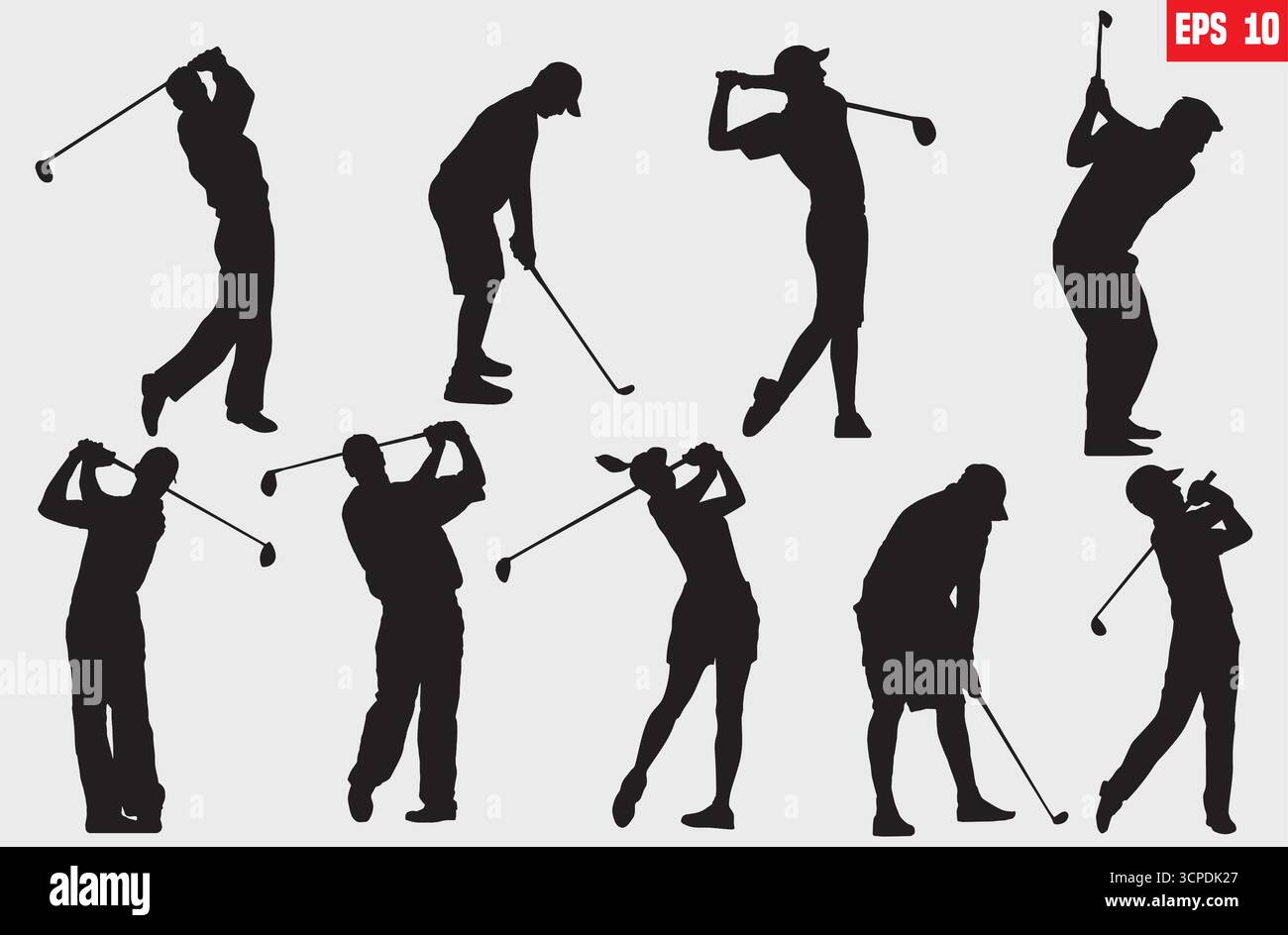 Sagome di persone che ballano Golf Player Vector Illustrazione Vettoriale
