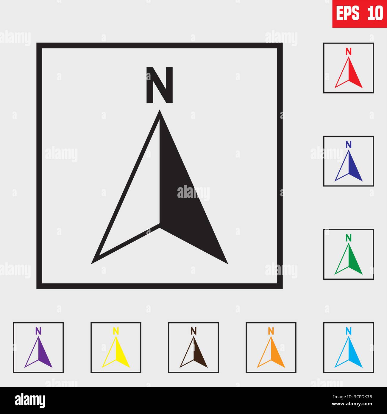 Icona bussola freccia modello logo vettoriale. Direzione nord. Illustrazione Vettoriale