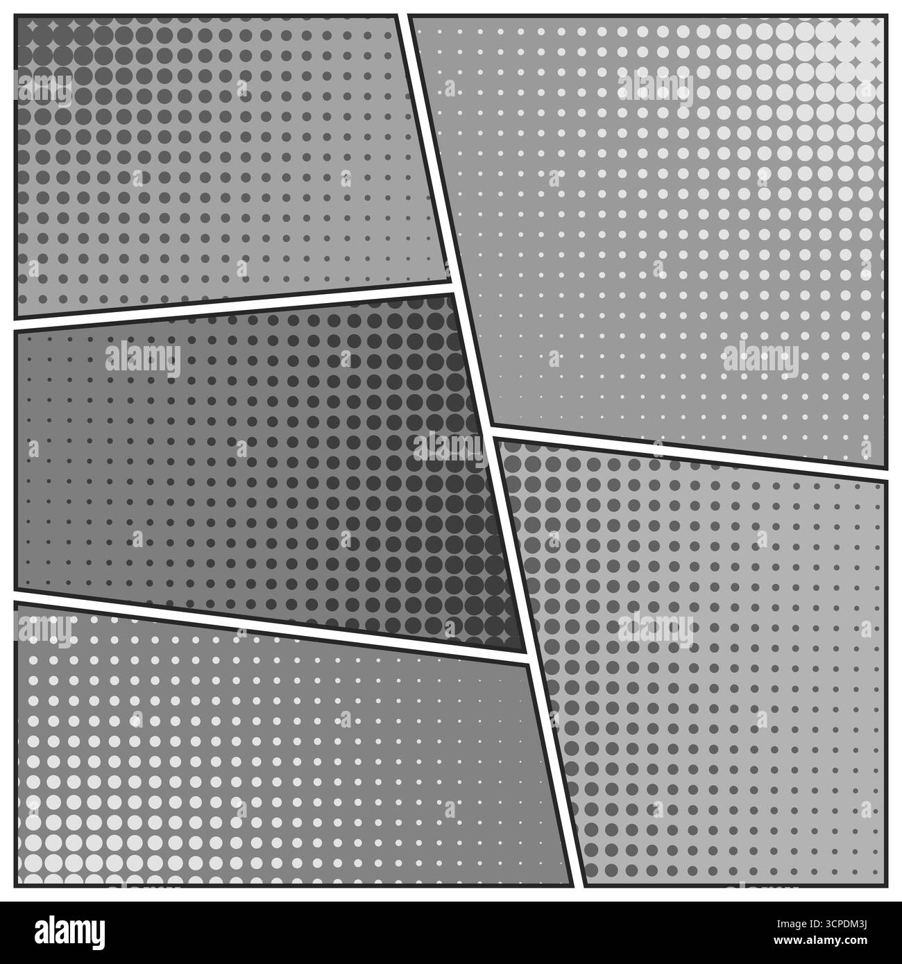 Sfondo fumettistico dei cartoni animati. Poster in bianco e nero del libro di fumetti con elementi mezzitoni. Stile Pop Art retrò. Illustrazione vettoriale Illustrazione Vettoriale