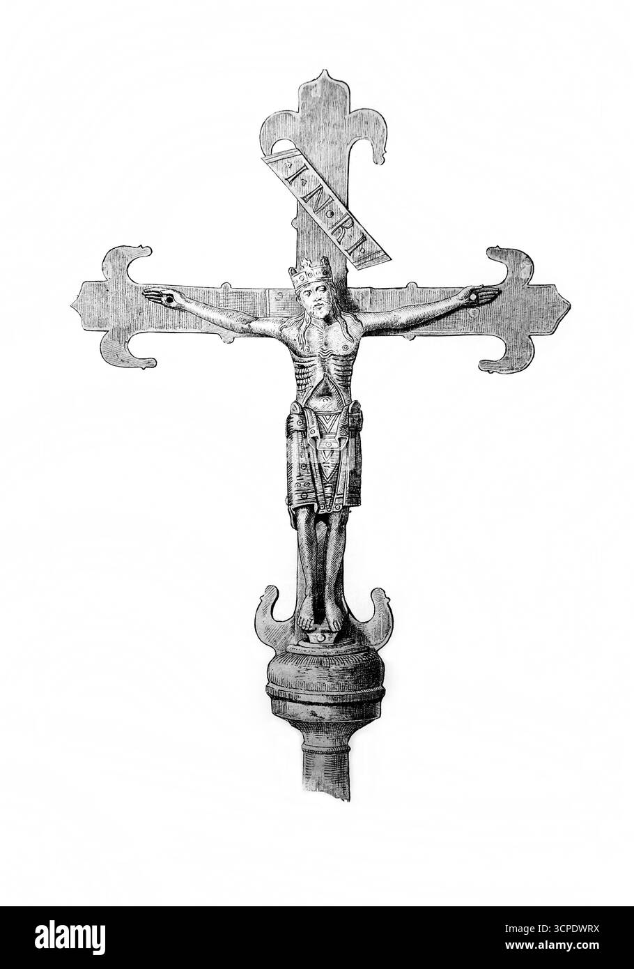 Illustrazione del Cristo di Elvengen (Granducato di Lussemburgo) XI o XII secolo da un'edizione del 1902 di le Crucifix Sans l'Historie, Sans l'Art Foto Stock