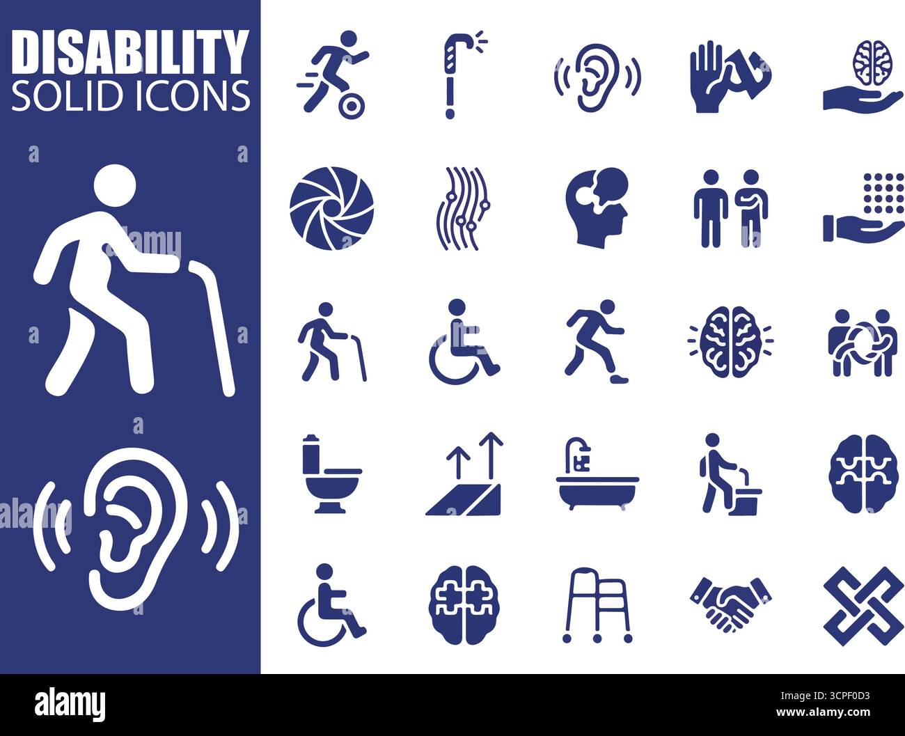 Icone del solido di invalidità | Accessibility & Inclusion Vector Symbols Illustrazione Vettoriale