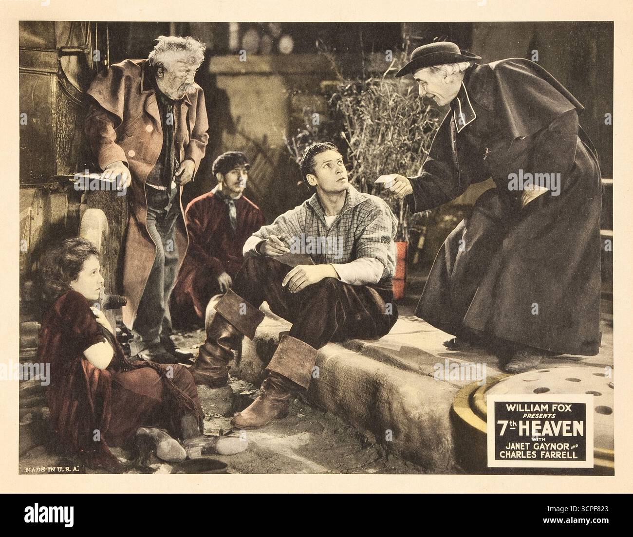 William Fox presenta 7th Heaven, Janet Gaynor e Charles Farrell - vecchia carta della lobby Foto Stock