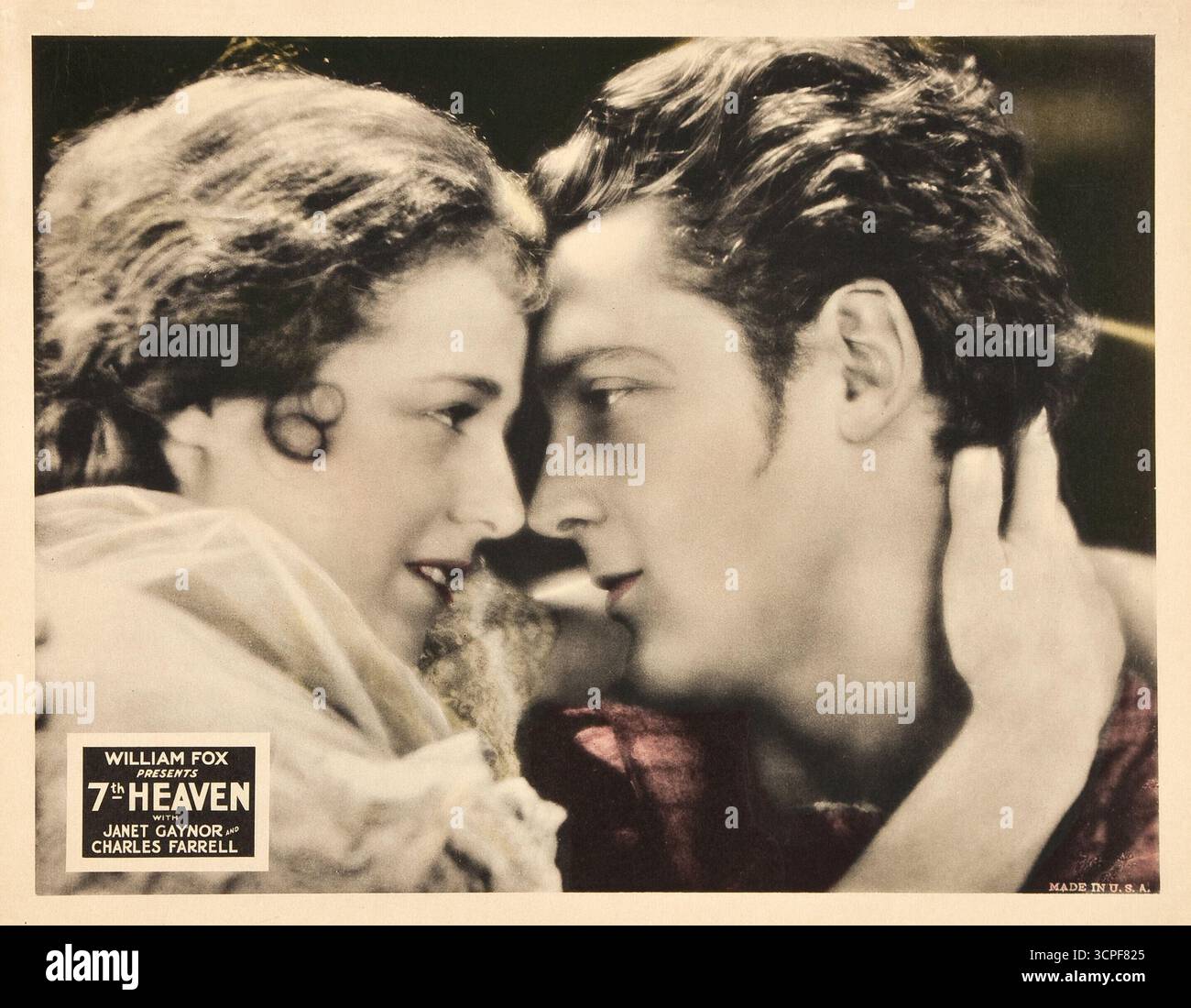 William Fox presenta 7th Heaven, Janet Gaynor e Charles Farrell - lobby card vintage Foto Stock