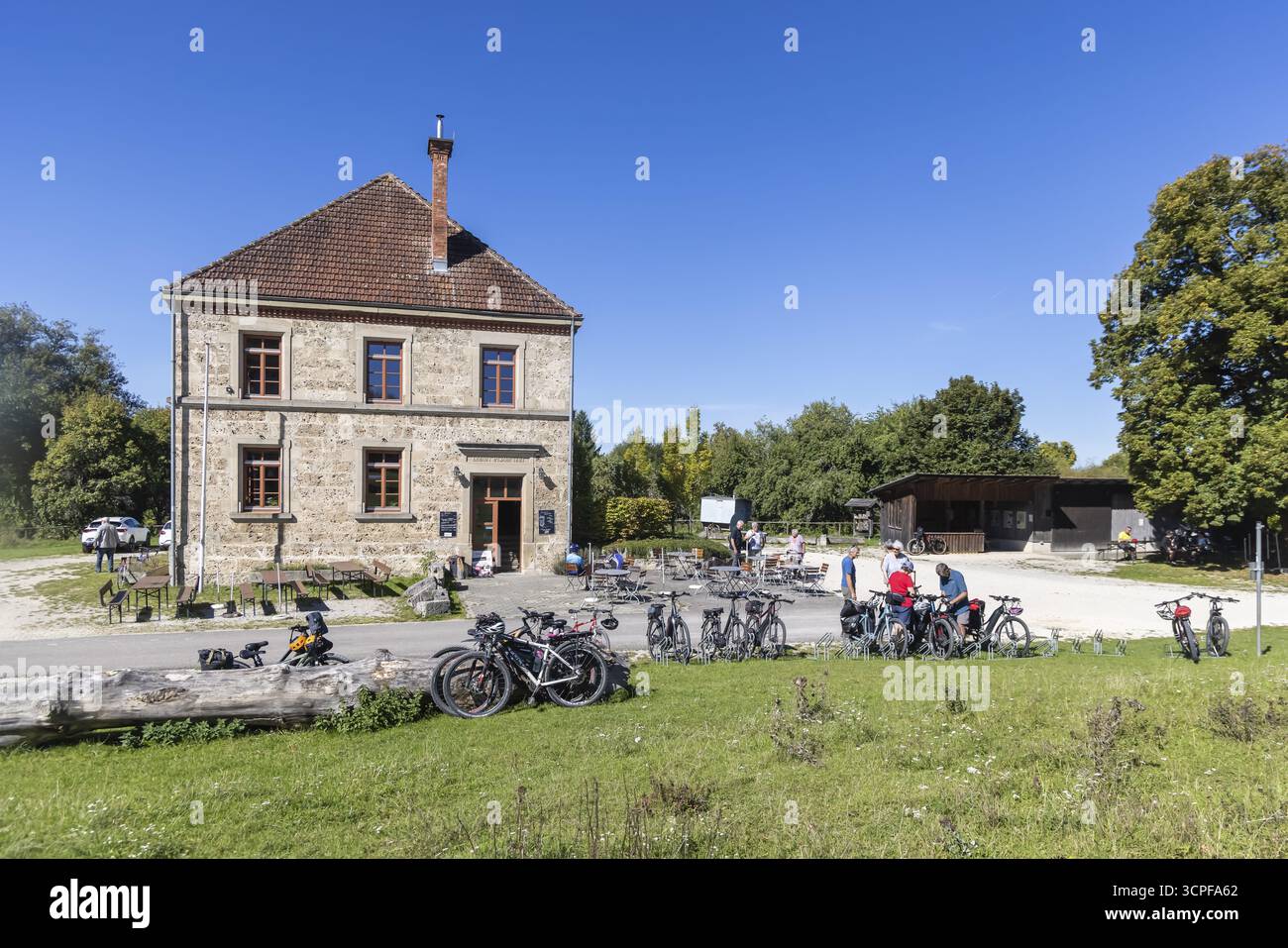 Gruorn è un villaggio deserto vicino a Muensingen, nell'Albano Svevo. L'ex villaggio si trova nell'ex area di addestramento militare e ne ha fatto parte Foto Stock