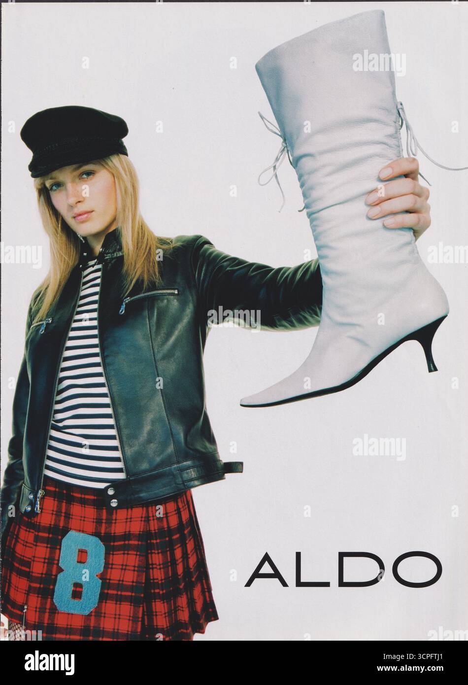 Poster pubblicitario casa di moda ALDO su rivista cartacea da 2003 anni, pubblicità, pubblicità creativa Aldo da 2000 anni Foto Stock