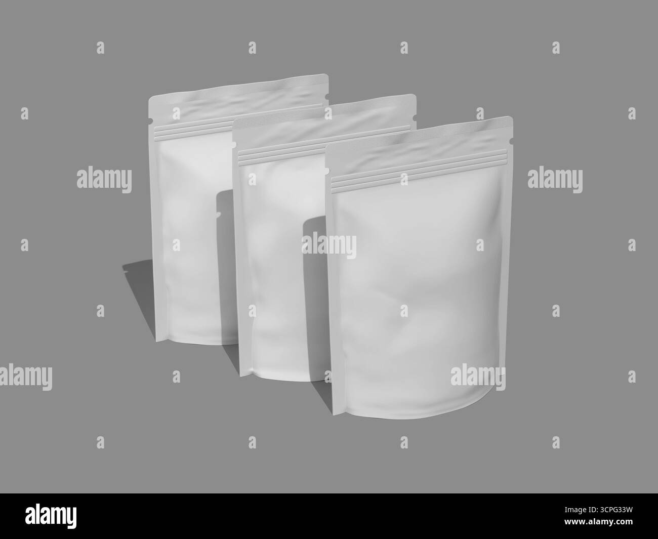 Mockup per la confezione di snack con sacchetti da appoggio Foto Stock