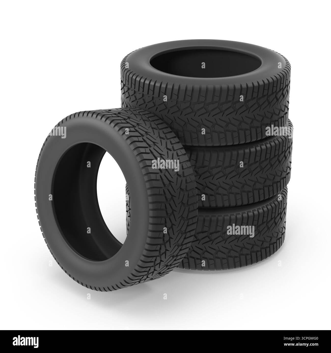 Set di pneumatici neri per un veicolo Foto Stock