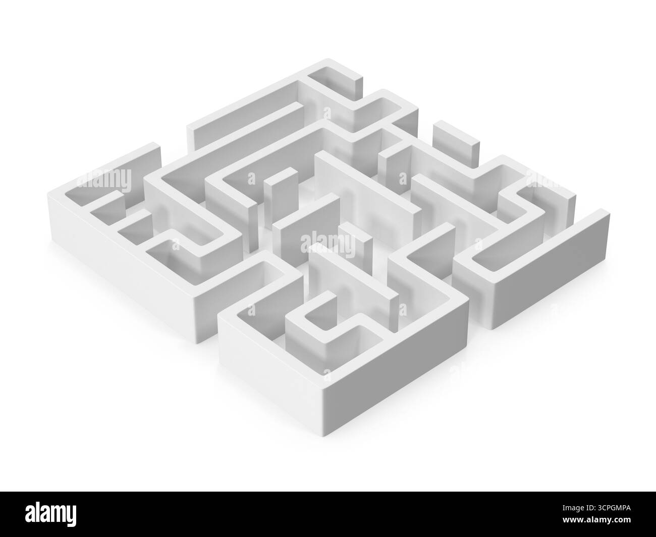 labirinto bianco 3d complesso sfida di path-finding Foto Stock