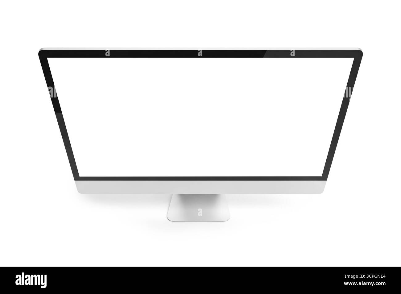Rendering 3d di moderni monitor per computer desktop con schermi vuoti, isolati su sfondo bianco, ideale per mockup UI/UX, presentazioni software, pr Foto Stock