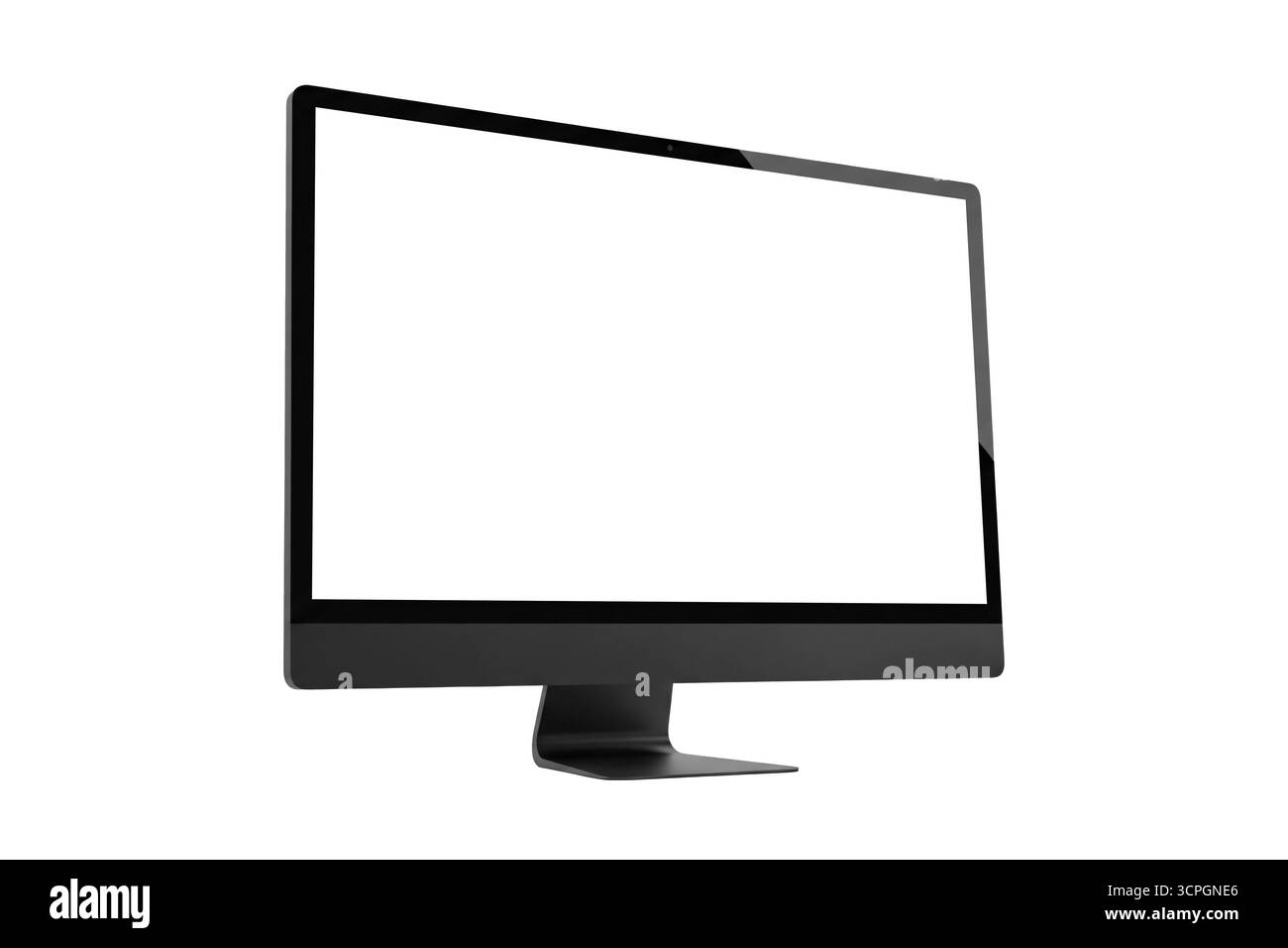 Rendering 3d di moderni monitor per computer desktop con schermi vuoti, isolati su sfondo bianco, ideale per mockup UI/UX, presentazioni software, pr Foto Stock