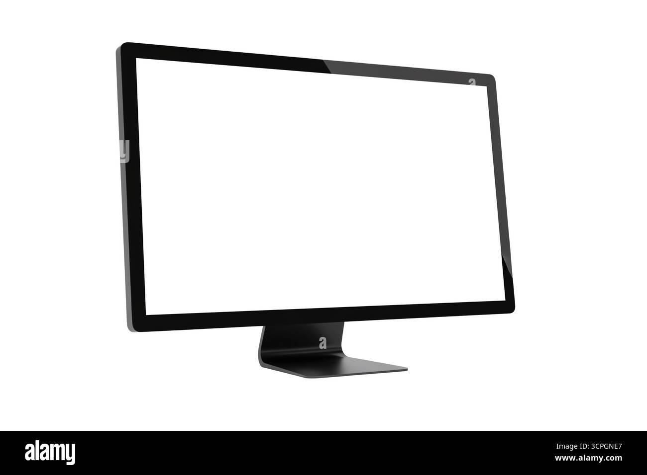 Rendering 3d di moderni monitor per computer desktop con schermi vuoti, isolati su sfondo bianco, ideale per mockup UI/UX, presentazioni software, pr Foto Stock