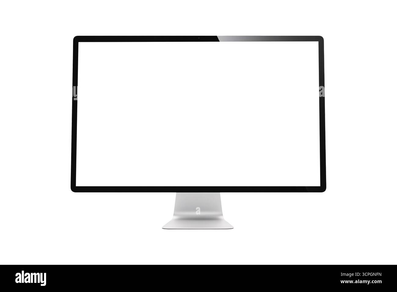 Rendering 3d di moderni monitor per computer desktop con schermi vuoti, isolati su sfondo bianco, ideale per mockup UI/UX, presentazioni software, pr Foto Stock