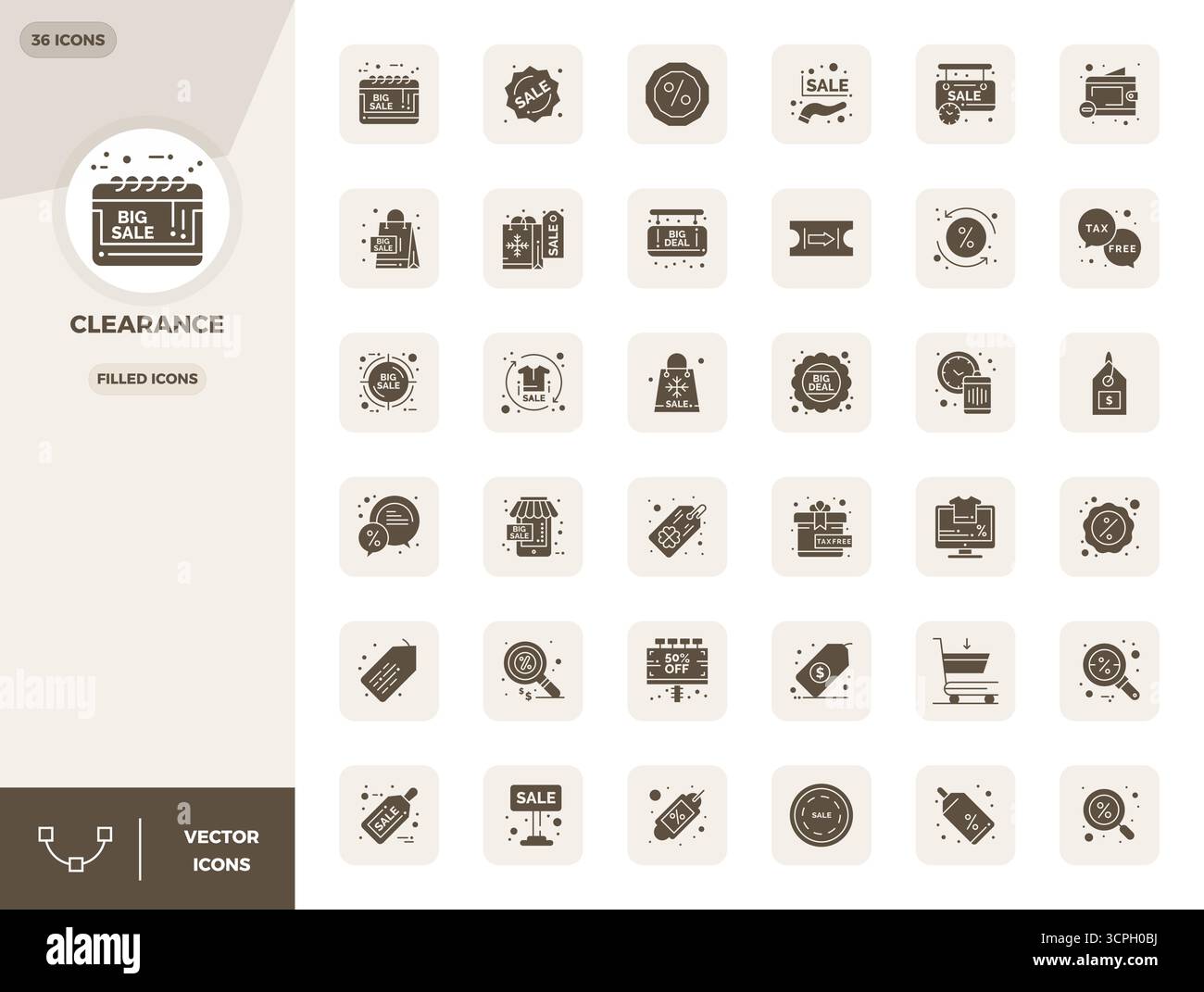 Confezione curata di 36 icone vettoriali 128x128 con design pieno, incentrate sui concetti di verifica con una nitidezza perfetta DEI PIXEL. Illustrazione Vettoriale