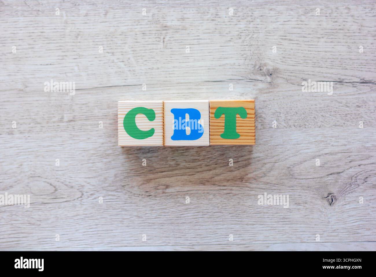 Abbreviazione CBT su cubi di legno con lettere colorate Foto Stock