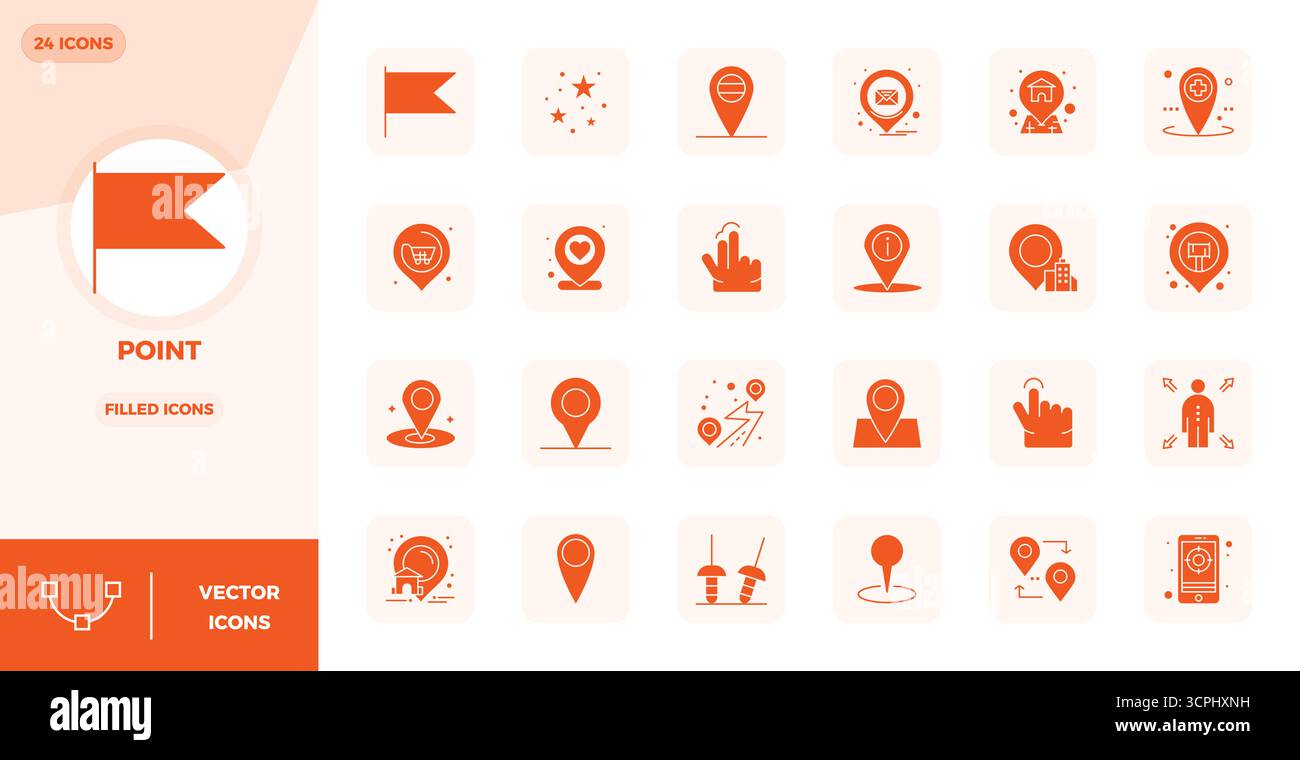 24 icone vettoriali create in modo magistrale che rappresentano il design pieno, con risoluzione perfetta di 128 x 128 PIXEL per una qualità visiva eccezionale. Illustrazione Vettoriale