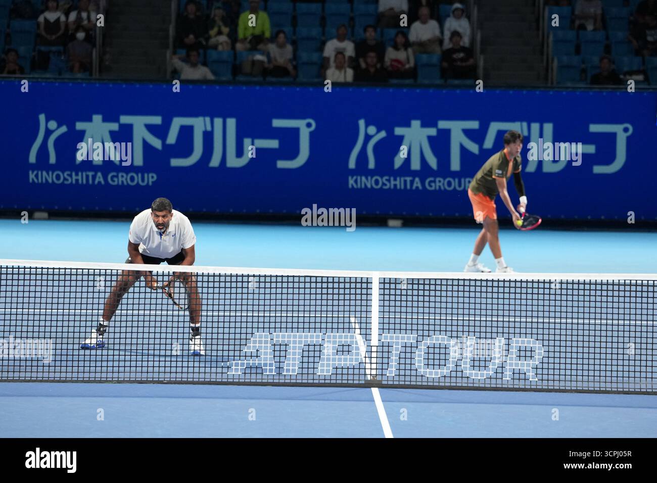 Tokyo, Giappone. 26 settembre 2025. La coppia indiana Rohan Bopanna e Takeru Yuzuki hanno vinto a gagainst l'argentino Maximo Gonzalez e Andres Molteni nel secondo turno di doppio maschile dell'ATP500 Kinoshita Group Japan Open Tennis Championships 2025. Credito: Ranjith Kumar/Alamy Live News Foto Stock