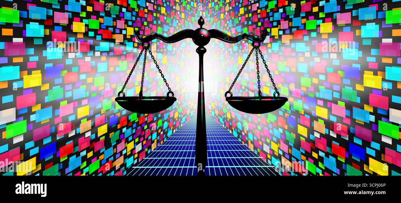 Regolamentare l'intelligenza artificiale e le normative, le leggi e le politiche per bilanciare innovazione e sicurezza per controllare la tecnologia di apprendimento automatico Foto Stock