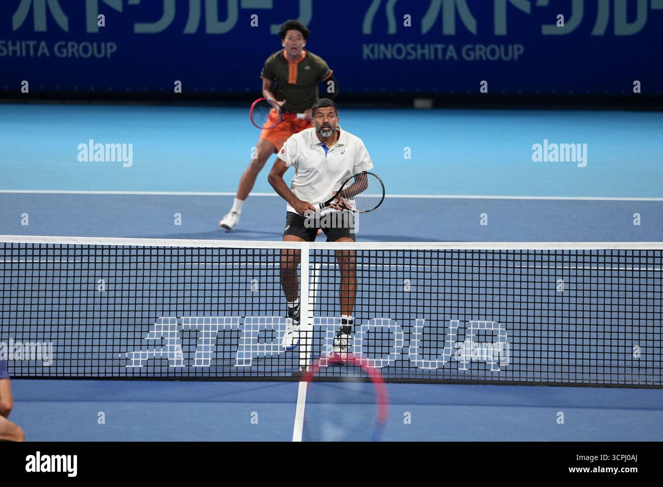 Tokyo, Giappone. 26 settembre 2025. La coppia indiana Rohan Bopanna e Takeru Yuzuki hanno vinto a gagainst l'argentino Maximo Gonzalez e Andres Molteni nel secondo turno di doppio maschile dell'ATP500 Kinoshita Group Japan Open Tennis Championships 2025. Credito: Ranjith Kumar/Alamy Live News Foto Stock
