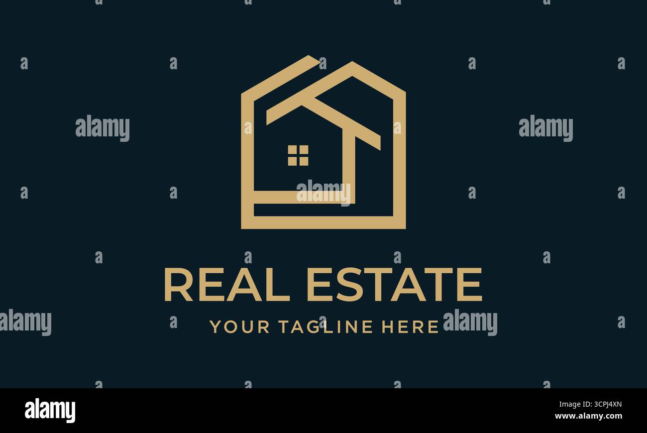 Una collezione di modelli minimalisti per il design del logo per le imprese immobiliari e edili. Questa grafica vettoriale offre un'ispirazione moderna per il branding Illustrazione Vettoriale