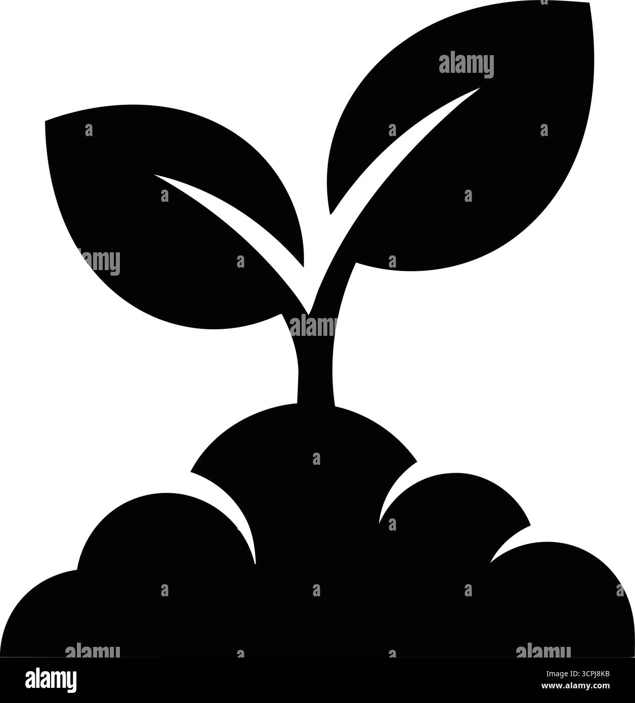 Illustrazione di una piccola piantina di piante che germoglia dal suolo Illustrazione Vettoriale