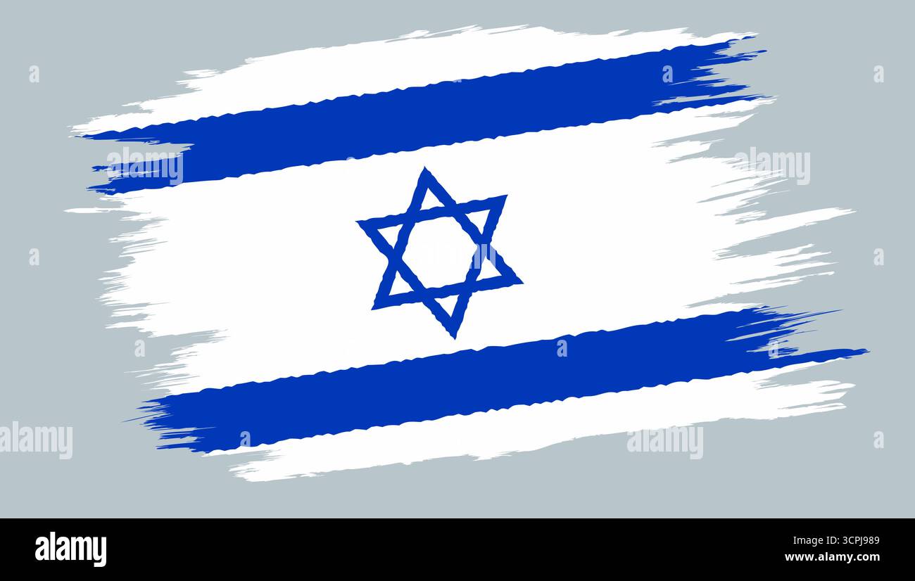 Vector vintage, bandiera israeliana. Disegnare la bandiera di Israele in stile grunge. Illustrazione Vettoriale