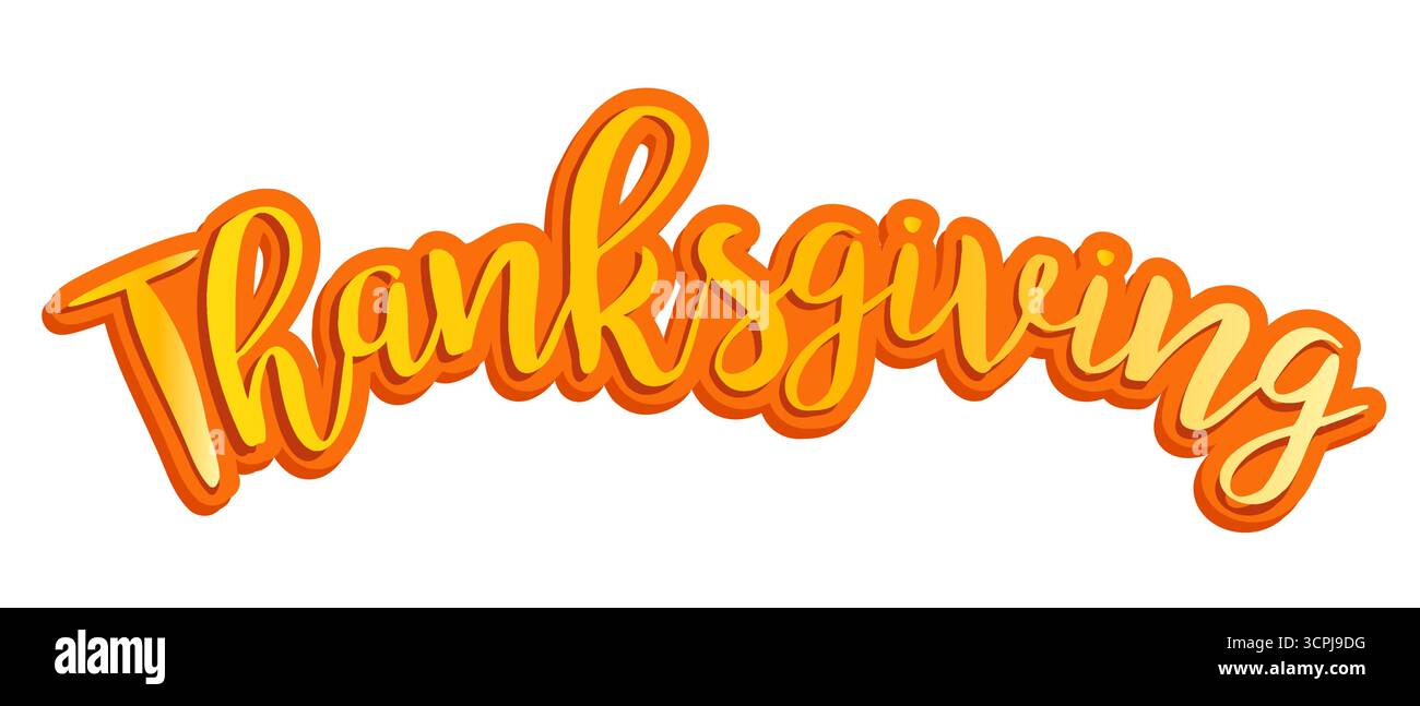 Illustrazione vettoriale di un testo del Ringraziamento in stile 3D. Felice giorno del Ringraziamento. Illustrazione Vettoriale