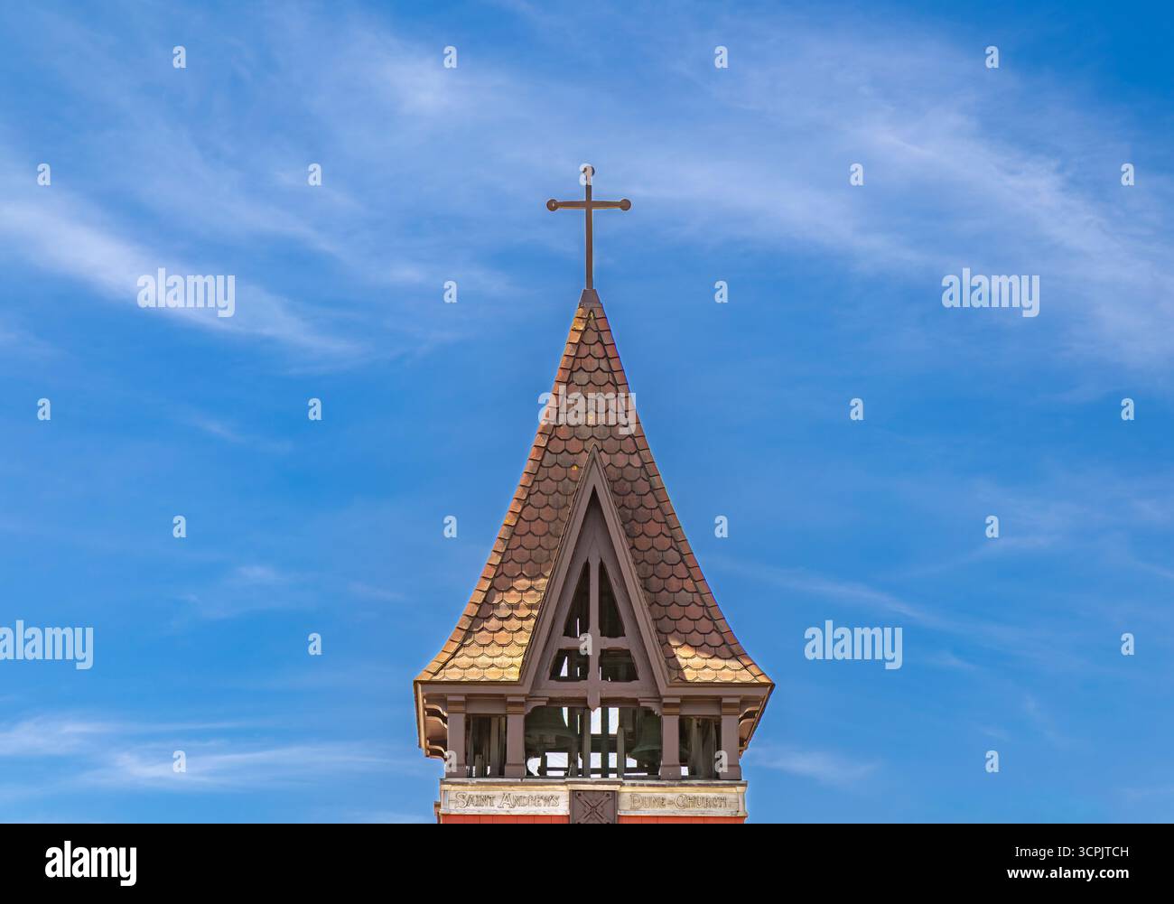 in cima al campanile della chiesa delle dune di st andrews a southampton, new york Foto Stock