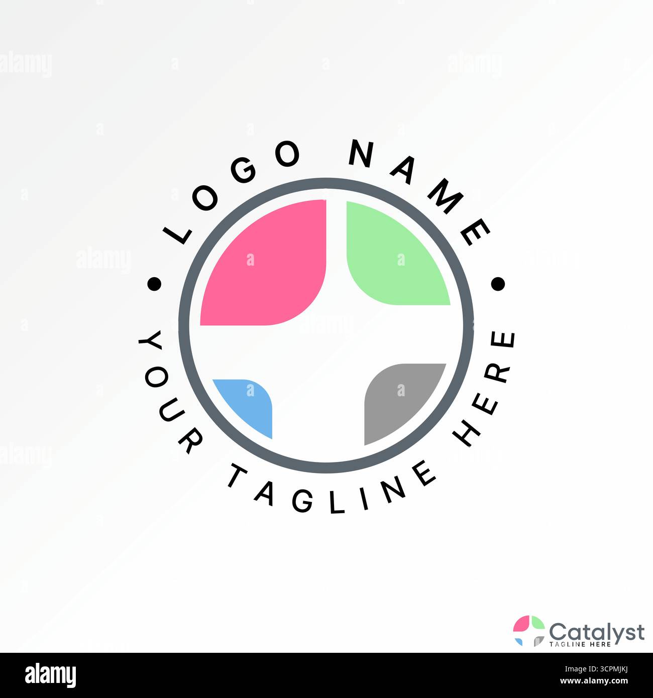Design del logo concept grafico creativo immagine vettoriale di alta qualità motivo top sell semplice 4 elementi su cerchio texture moderna arte estetica dinamica Illustrazione Vettoriale