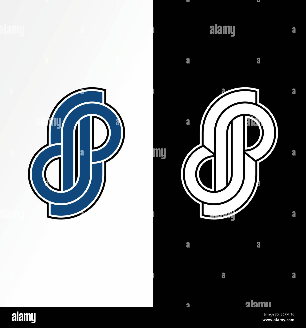 Design del logo concept grafico immagine vettoriale premium creativa top sell font DP iniziale flip onneched top down marchio elegante fino allo sport della moda digitale Illustrazione Vettoriale