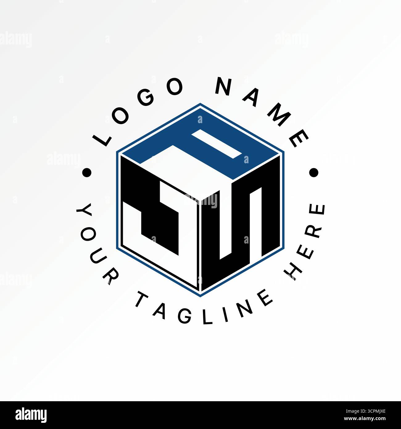 Design del logo concept grafico creativo immagine vettoriale premium stock top sell font JPS o PJS iniziale su scatola esagonale spazio negativo stile di innovazione visiva Illustrazione Vettoriale