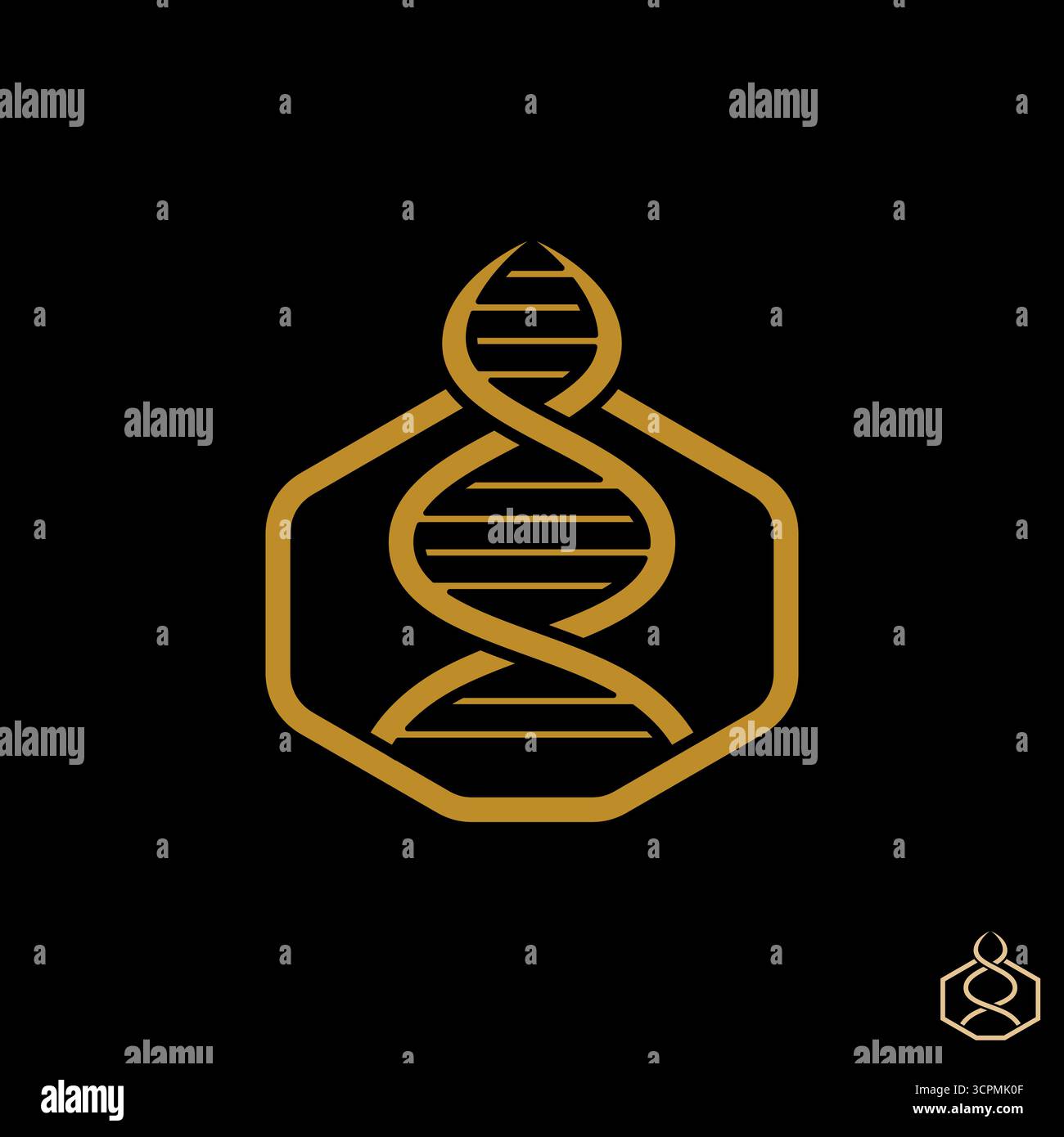 Design del logo concetto grafico creativo premium vettoriale stock immagine top sell linea ottagonale salute DNA generico catena scientifica elix chimica elemento atomico Illustrazione Vettoriale