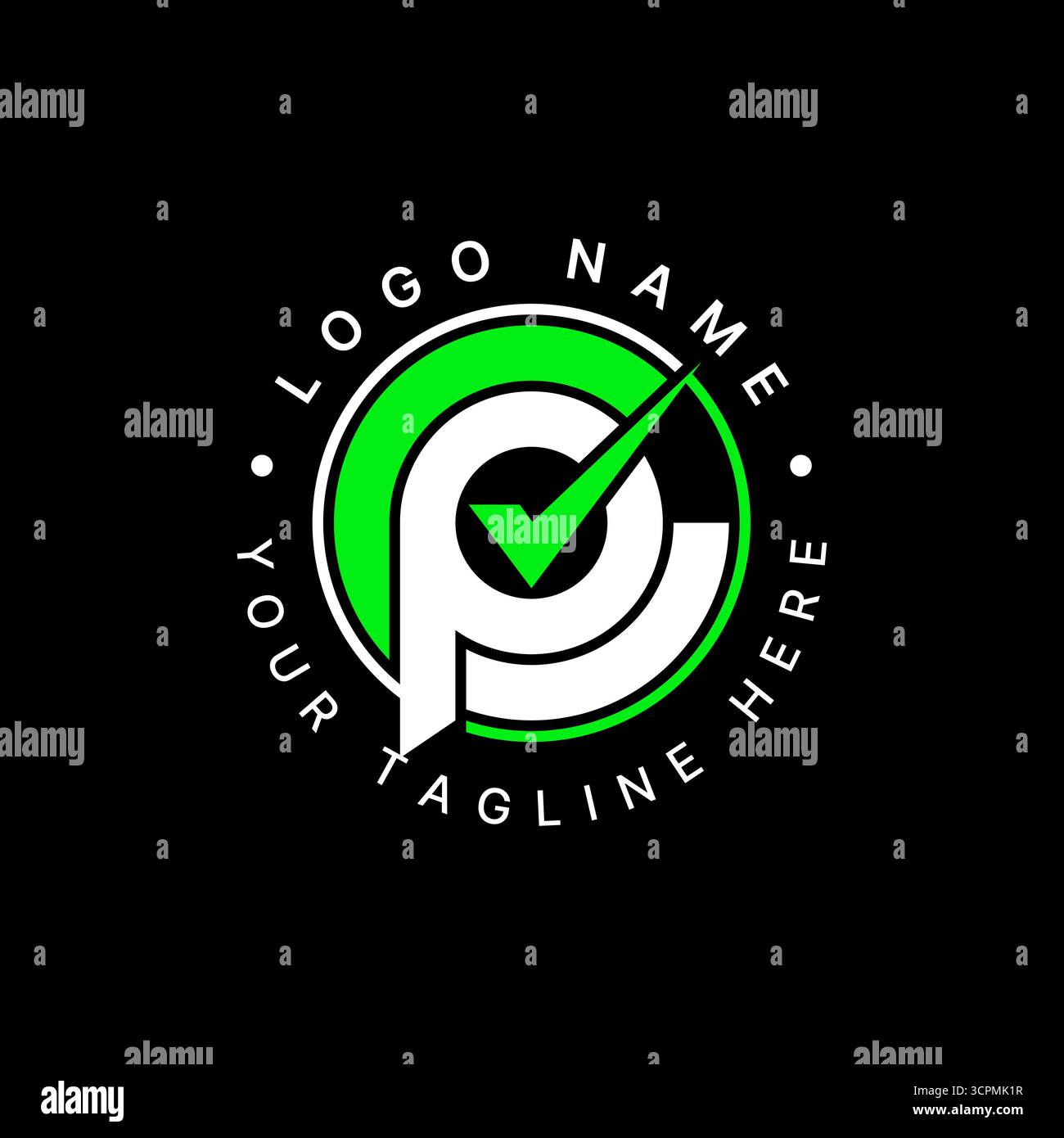 Design del logo concept grafico creativo immagine vettoriale premium stock top sell elenco di controllo dei font CP o PC iniziale report controllo aziendale del servizio Illustrazione Vettoriale