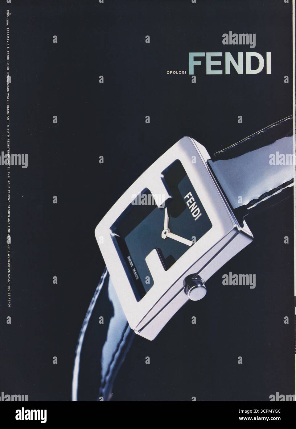 Poster pubblicitario FENDI casa di moda su rivista cartacea da 2000 anni, pubblicità, pubblicità creativa FENDI pubblicità anni '2000 Foto Stock