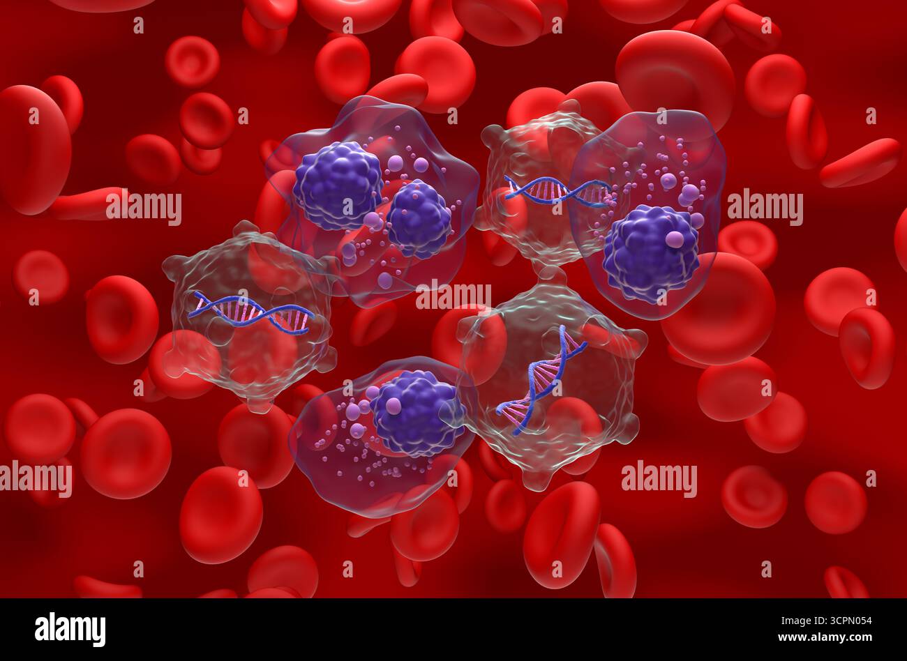 Terapia genica nel mieloma multiplo (MM) - Vista isometrica illustrazione 3d. Foto Stock