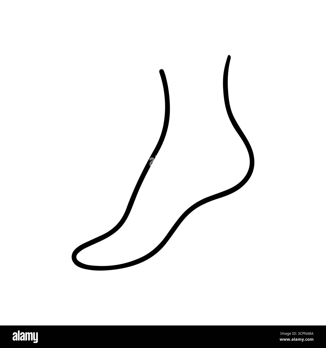 Icona linea gamba piede umano, immagine vettoriale vista laterale silhouette nera isolata Illustrazione Vettoriale