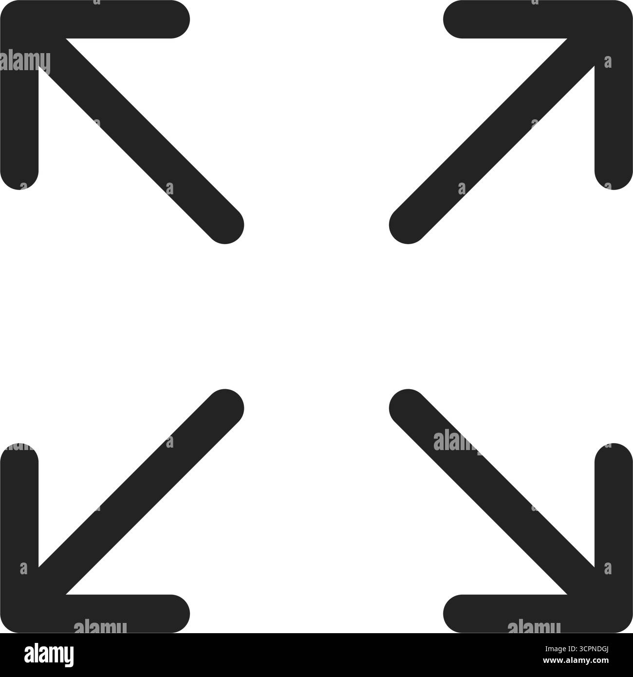 Espandere e ingrandire l'icona piatta isolata su sfondo bianco. Illustrazione vettoriale Illustrazione Vettoriale