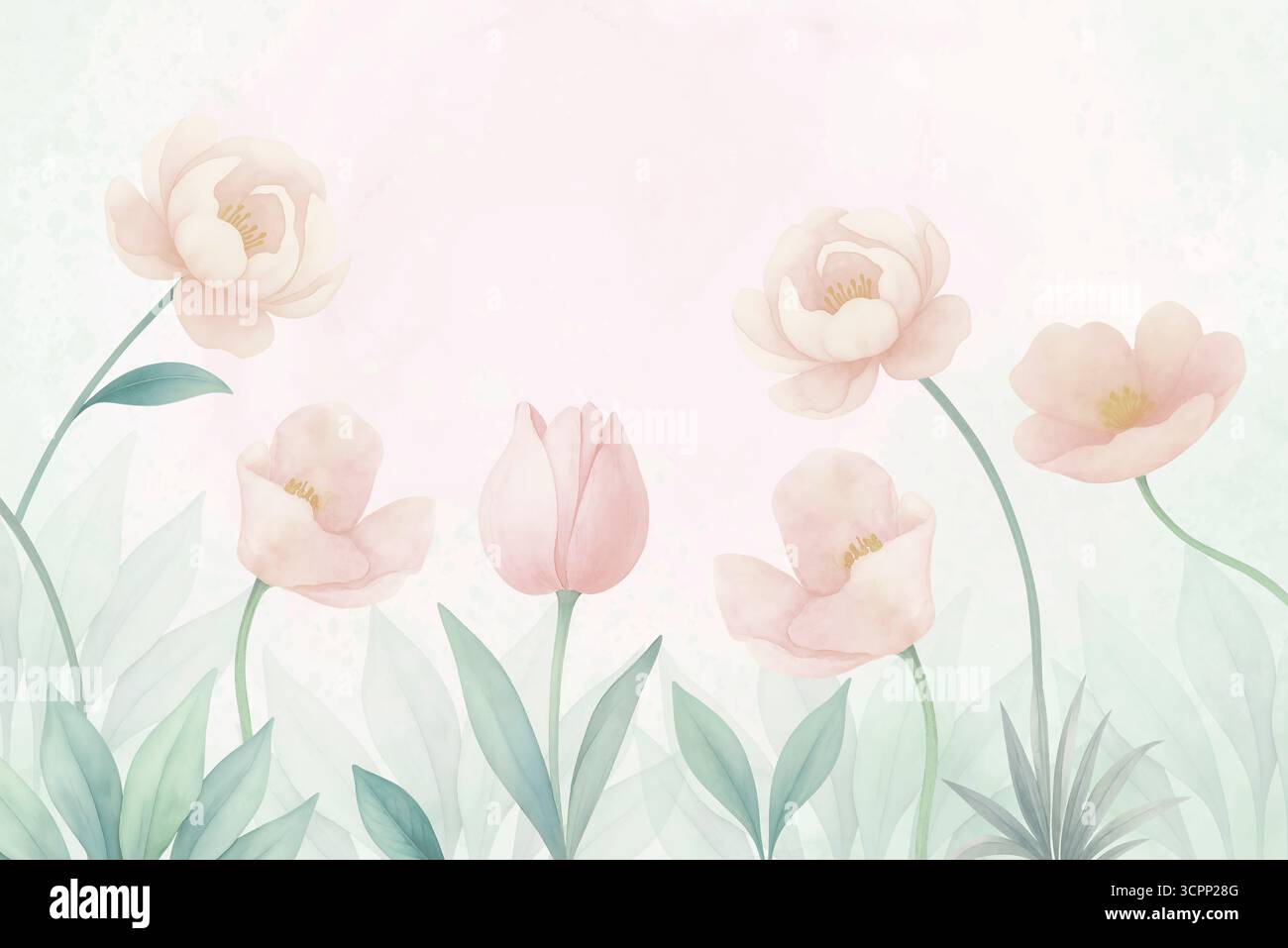 Sfondi floreali acquerelli: Eleganti tessuti di carta digitale per inviti, Scrapbooking, Wall Art e Decorative Design Foto Stock