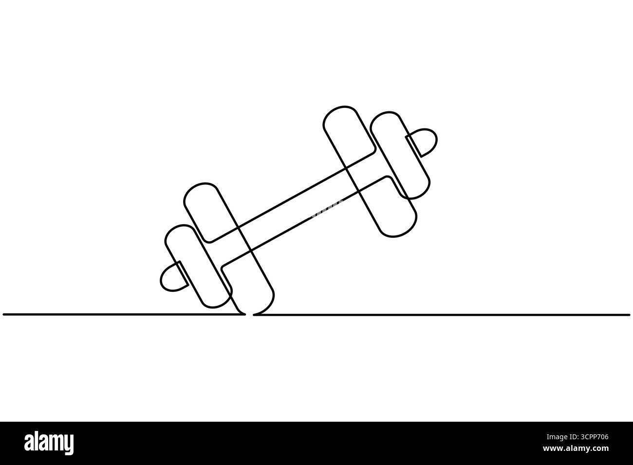 Manubrio continuo su una linea grafica disegno fitness sollevamento pesi illustrazione vettoriale Illustrazione Vettoriale